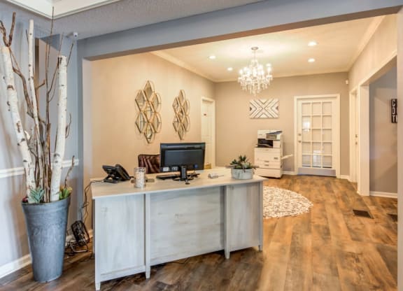 Clubhouse Reception Desk at Coach House Apartments, Kansas City, MO