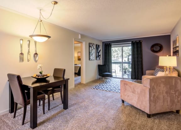 Model Living Room of One Bedroom Apartment at Coach House Apartments, Kansas City, Missouri