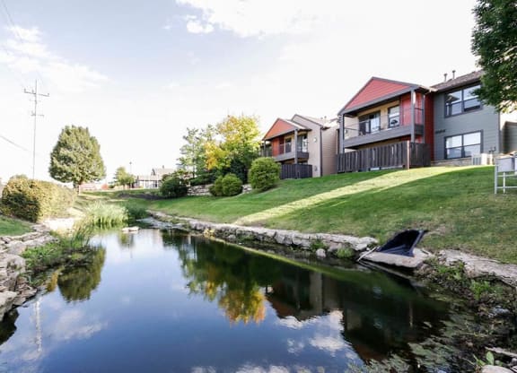 Pond behind apartments  at The Township, Kansas City, 64155