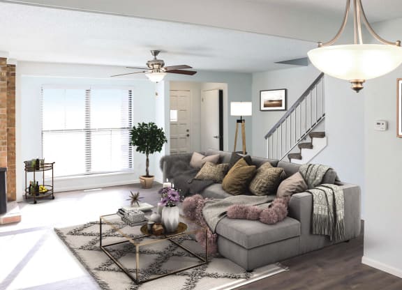 Living Room with Fireplace at The Ridge Overland Park, Overland Park, 66212