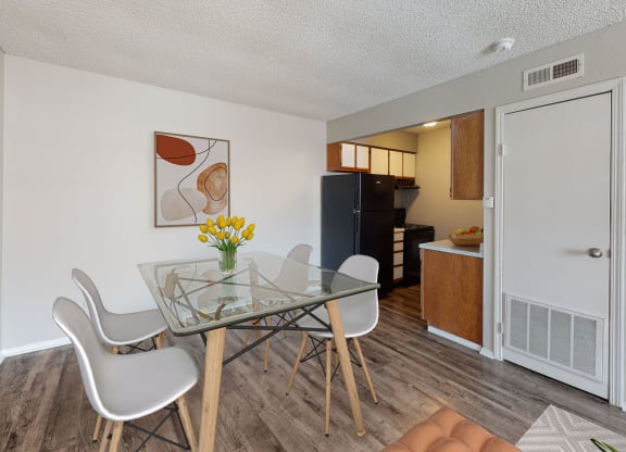 Dining area with open plan into kitchen