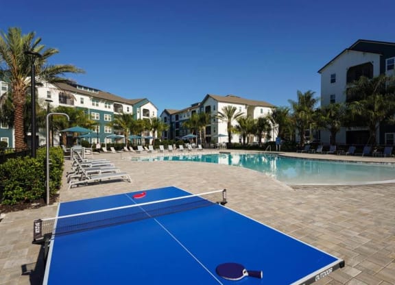Blue Ping Pong Table near Pool at Fountainhead, Jacksonville, FL, 32258