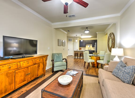 a living room with a couch and a television at Hacienda Club, Florida, 32256