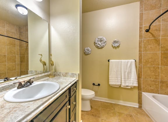 a bathroom with a sink and a toilet and a shower at Hacienda Club, Jacksonville, Florida
