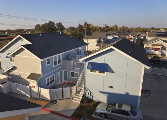 Mutual Housing at the Highlands units photographed from above