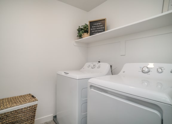 a washer and dryer in a laundry room