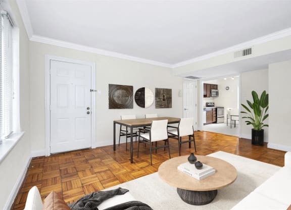 Falkland Chase Apartments in Silver Spring, Maryland Model Living Room and Dining Area