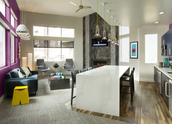 a rendering of a kitchen and living room