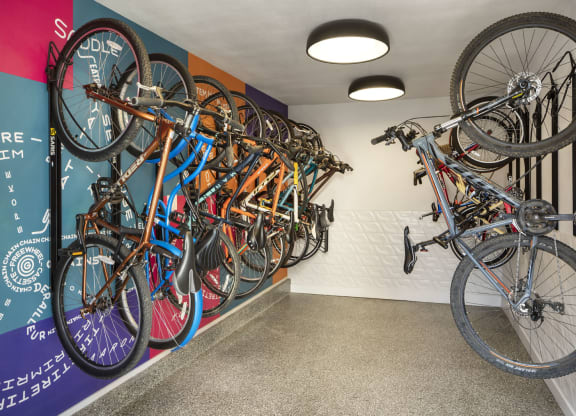 a room filled with lots of bikes