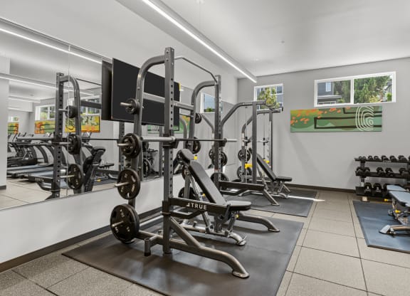 the gym at the flats at obsidian