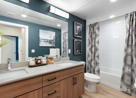 a bathroom with a sink and a toilet and a shower