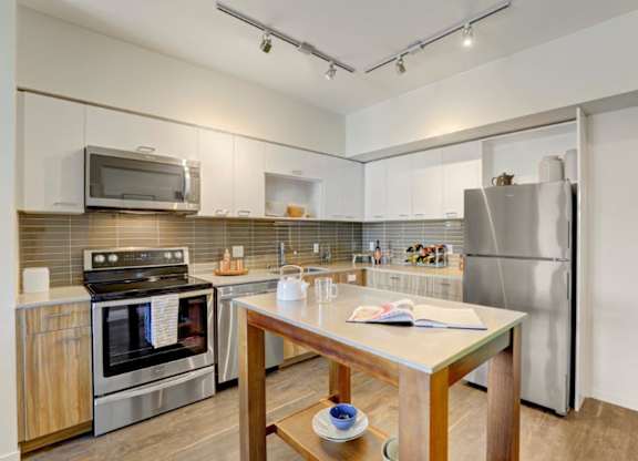 Sparc Apartments Model Kitchen and Island