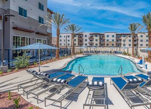 Alton Southern Highlands Apartments in Las Vegas, Nevada Pool with Lounge Chairs