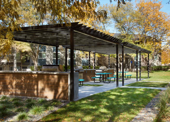 The Grove Apartments Outdoor Awning and Seating Area