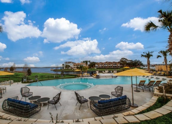 Aura Beacon Island Pool with Lounge Chairs