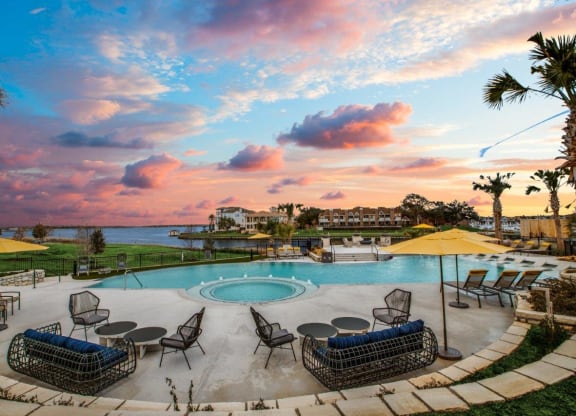 Aura Beacon Island Pool with Lounge Chairs