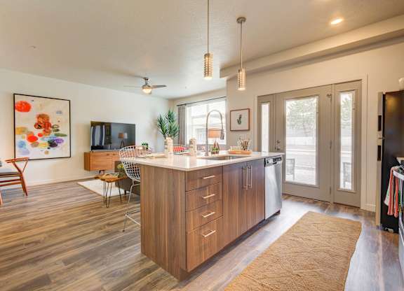 the preserve at ballantyne commons apartment kitchen and living room
