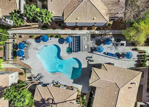 Bayside Apartments in Phoenix, Arizona Aerial View of Pool Area