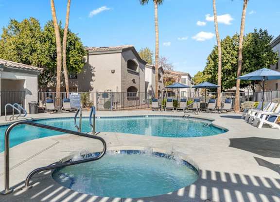 Bayside Apartments in Phoenix, Arizona Pool with Lounge Chairs