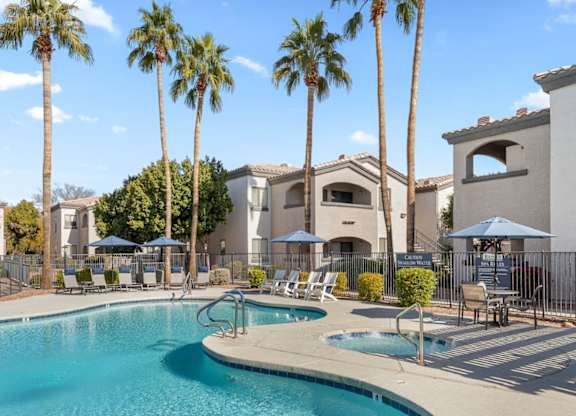Bayside Apartments in Phoenix, Arizona Pool with Lounge Chairs