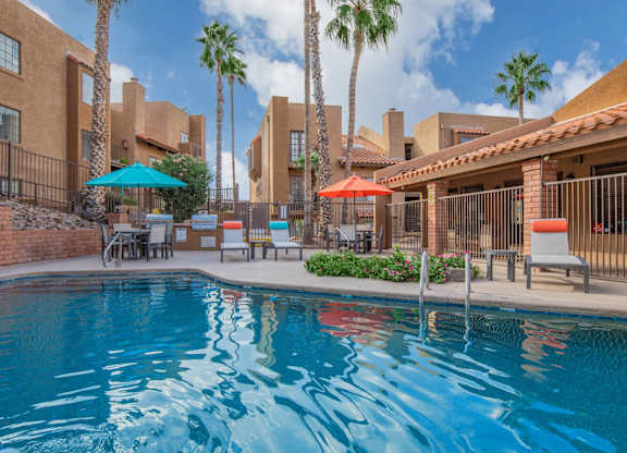 Catalina Crossing Apartments in Tucson, Arizona Pool with Lounge Chairs
