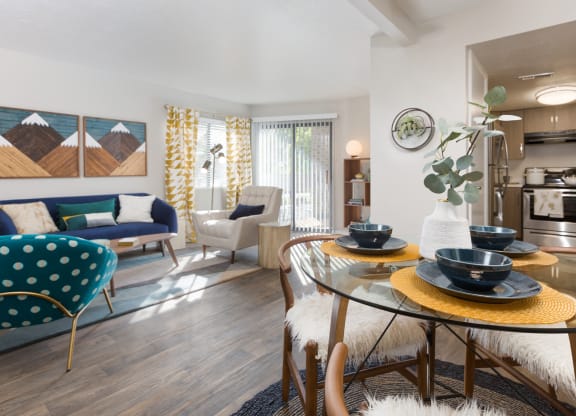 Clover Creek Apartments Model Dining Room and Living Room