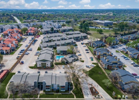 Aerial View of Cobble Hill Apartments in Fort Worth, Texas