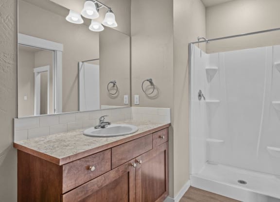 Dakota Flats Apartments in Spokane, Washington Bathroom with Walk-In Shower