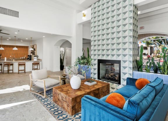 Desert Mirage Apartment Homes Clubhouse Lounge with Fireplace