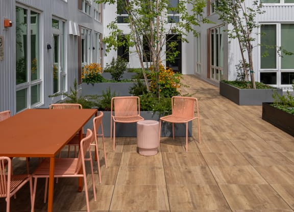 The Warren Apartments patio with seating