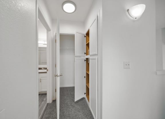 a walk in closet in a 555 waverly unit