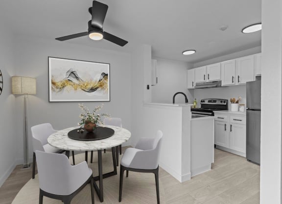 Elevate Apartments in Lynwood, Washington Model Dining Area and Kitchen