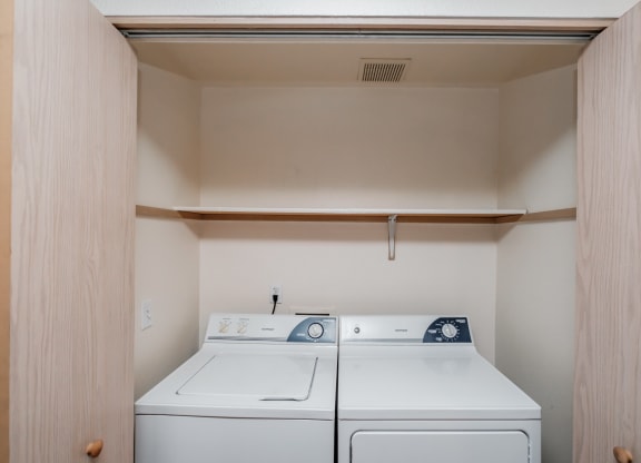 a washer and dryer in a laundry room