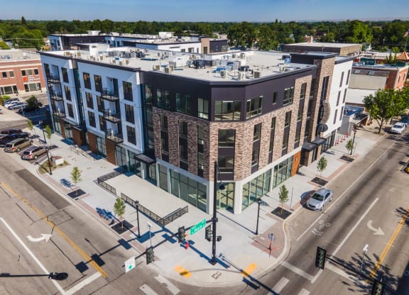Old Town Lofts Apartments Building Exterior and Street Corner