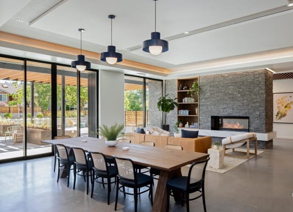 The Gabe Apartments in Portland, Oregon Lounge with Fireplace
