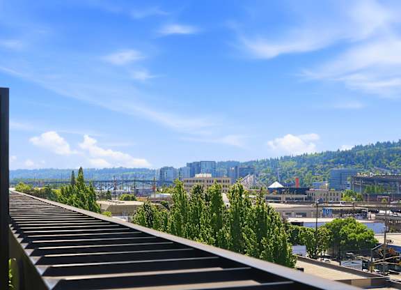 A view of a city from a high vantage point.