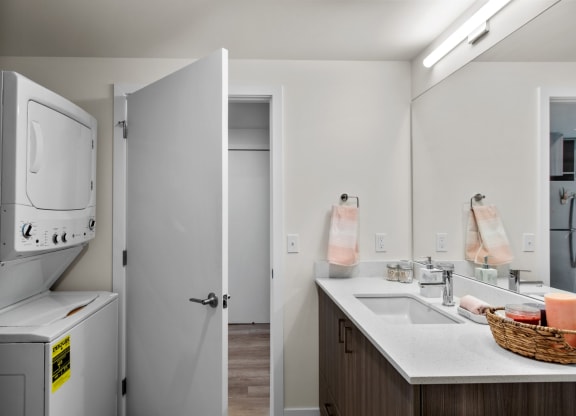 The Warren Model Bathroom with Washer and Dryer