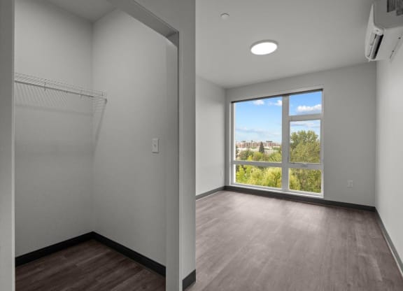 Bedroom with Attached Walk-In Closet at Ironside Apartments, Spokane