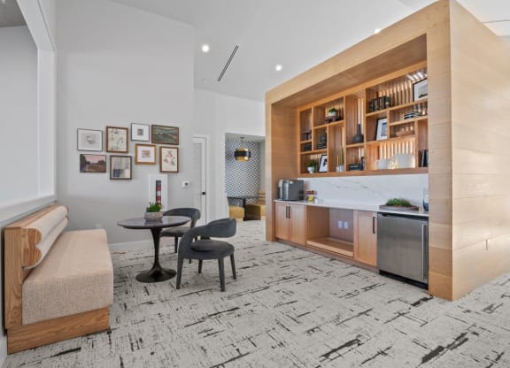 Clubhouse with Coffee and Seating at Lenox Grand, Austin, TX