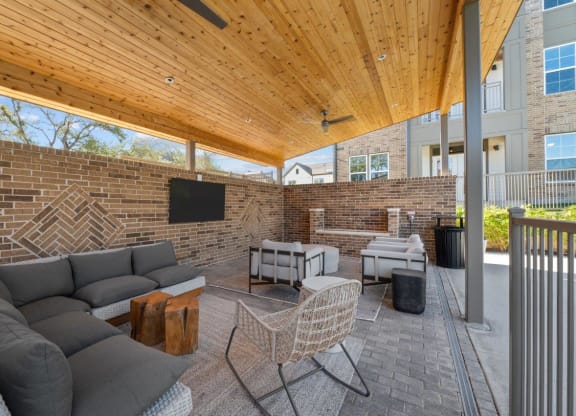 Poolside Patio Lounge with Seating at Lenox Grand, Texas