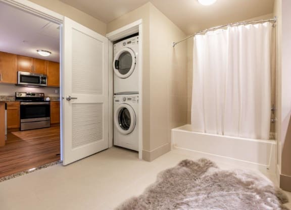 The Mercer Bathroom with washer and dryer