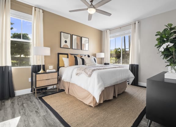 Estancia at Mission Grove Apartments Bedroom with Large bed
