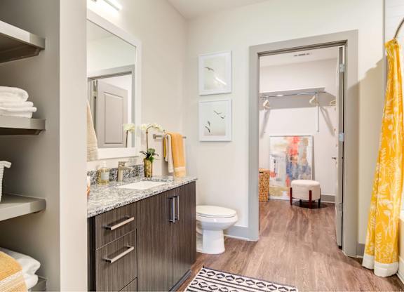 Skye Suwanee Town Center Apartments in Suwanee, Georgia Model Bathroom with Attached Closet