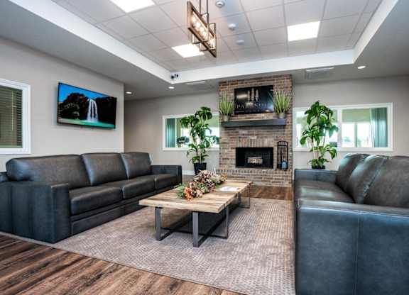 Parkside Apartments in Longview, Texas Clubhouse Lounge with Fireplace