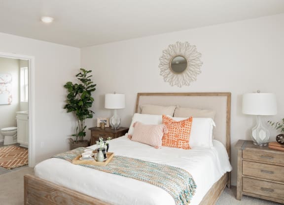 Residences at Butler Creek Model Bedroom with Attached Bathroom