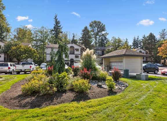 A residential area with houses and parked cars. at Saratoga, Washington, 98204