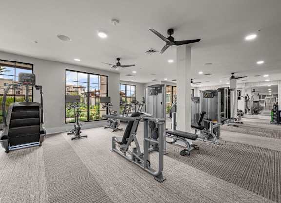 the gym is equipped with weights and cardio equipment