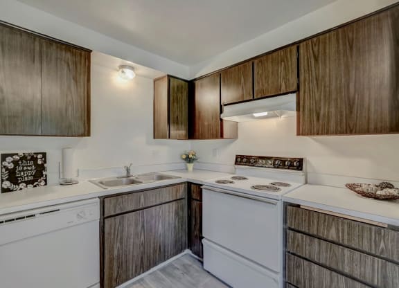 Sequoia Apartments Kitchen with electric stove and dishwasher