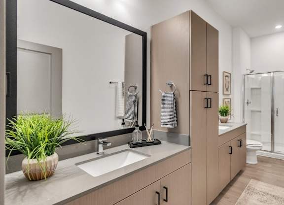 Slate at Fishers District Modern Villas and Townhomes in Fishers, Indiana Model Bathroom