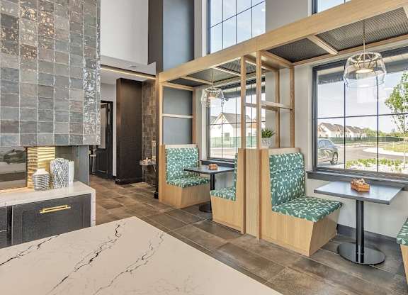 Slate at Fishers District Modern Villas and Townhomes in Fishers, Indiana Clubhouse Kitchen